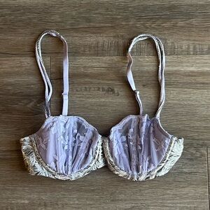 Victoria's Secret Lace Metallic Purple Embellished Bra